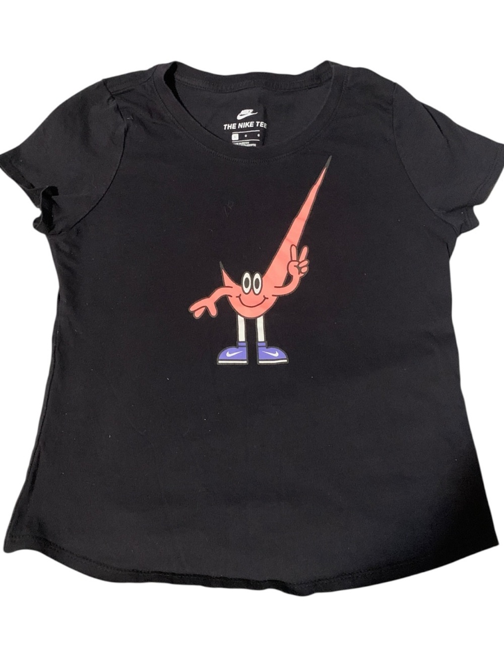 Nike The Nike Tee Black Short Sleeve Tee Shirt with Cartoon Swoosh Character